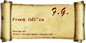 Frenk Géza névjegykártya